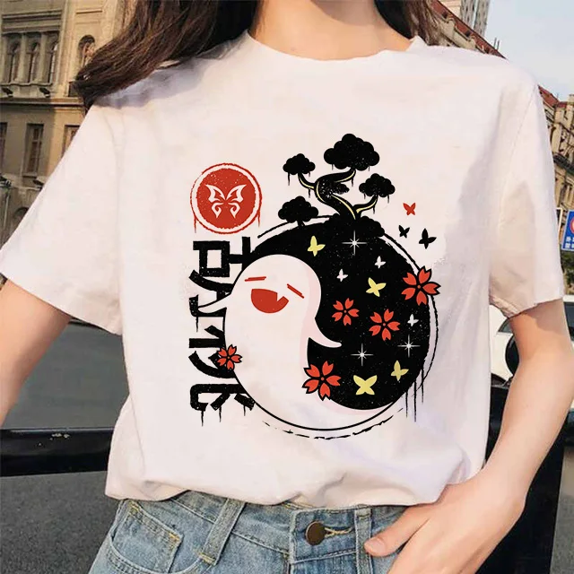 Genshin Impact T Shirts 100%Cotton Hu Tao Morax Zhongli Tartaglia Paimon 2022 Summer Short Sleeve Women Tops High Quality Casual