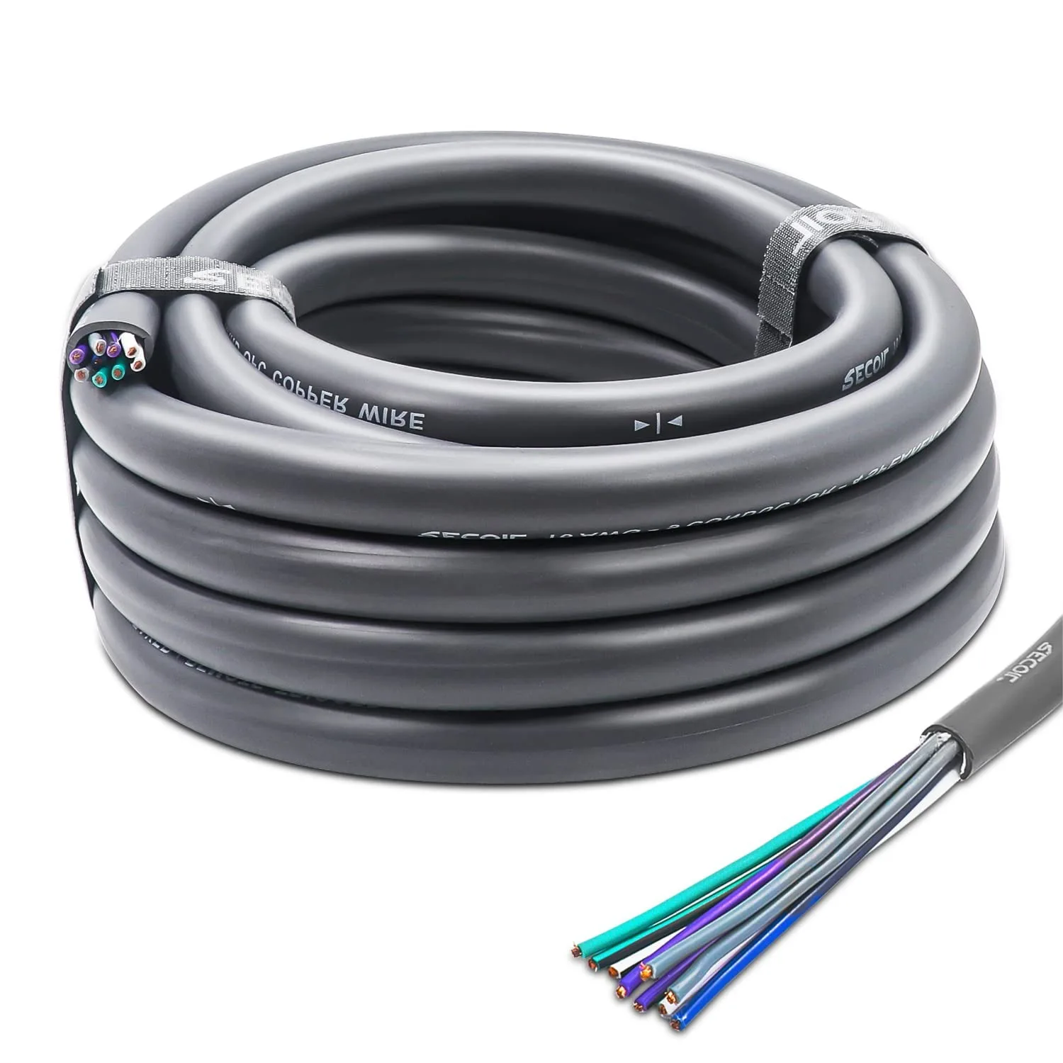

20ft 16AWG 9-Conductor Speaker Cable, Pure OFC, Ultra-Flex Jacket for 4-Channel Car Audio