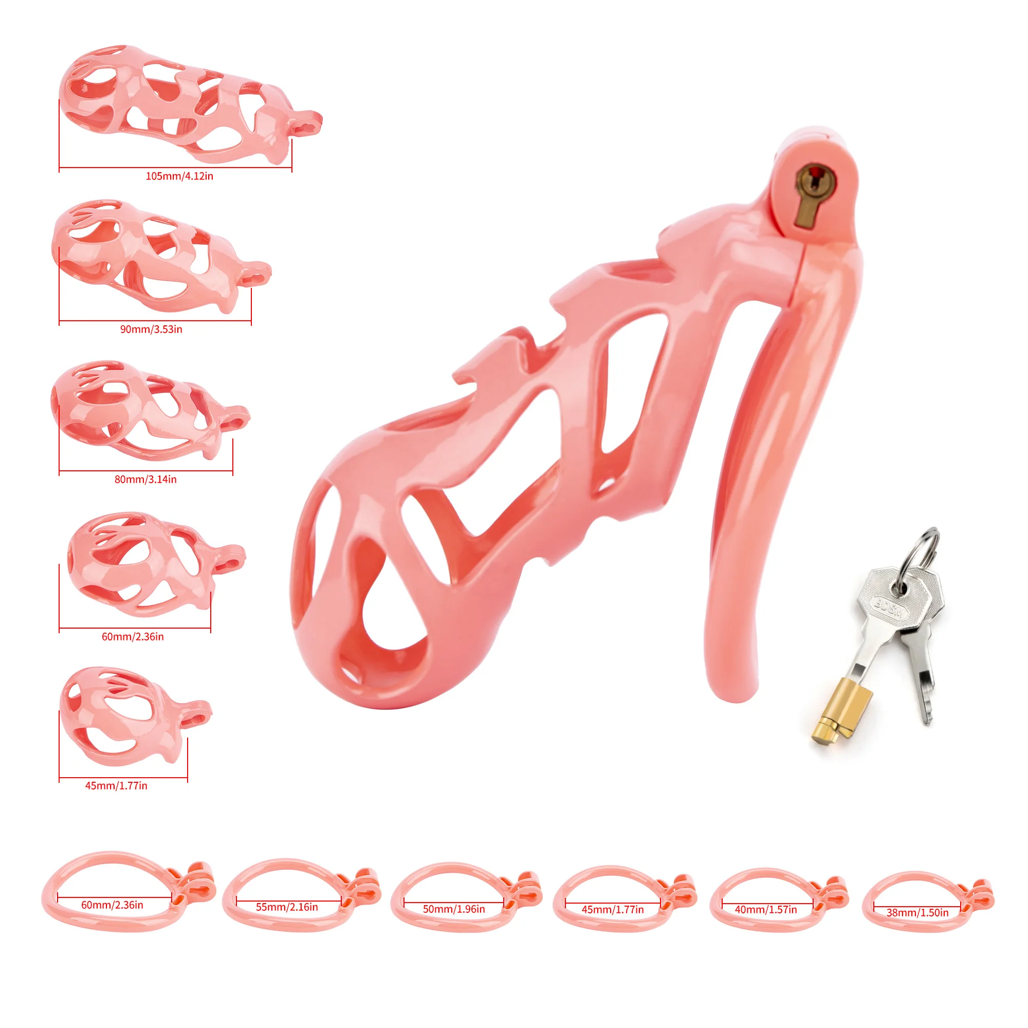 

New Ghost Chastity Cage Male Pink 3D Printing Lightweight Cock Cage With Curved Penis Ring Chastity Device BDSM Sex Toys for Men