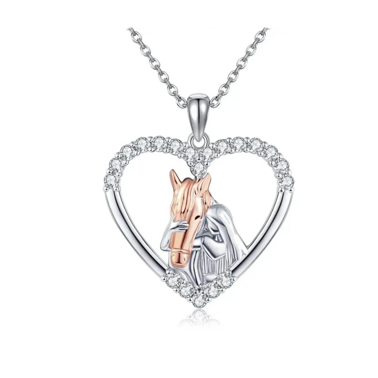 

New S925 Silver Horse Heart Pendant Necklace