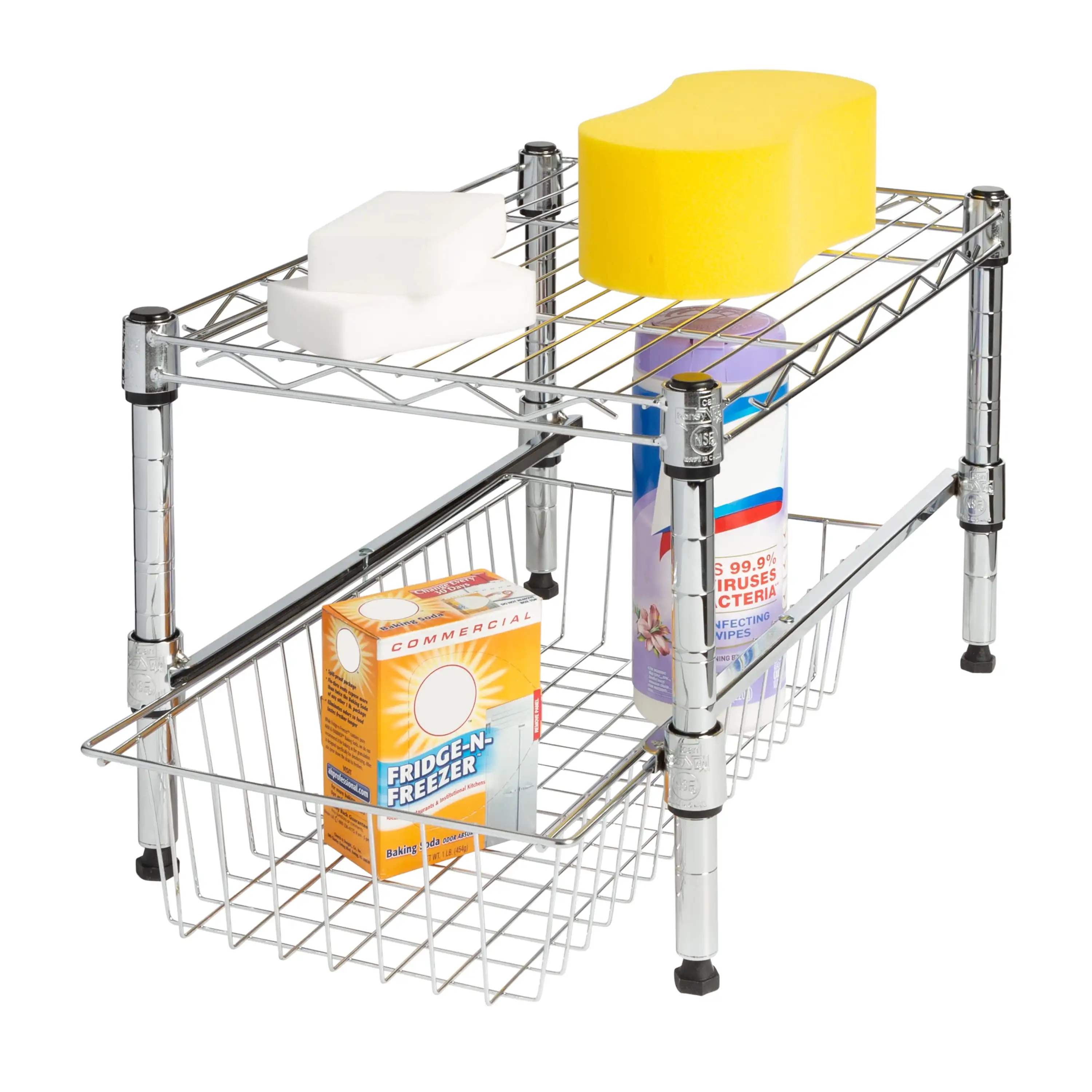 Honey-Can-Do Steel Stackable Adjustable 2-Tier Cabinet Organizer, Chrome
