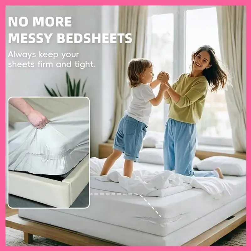 

HOT-Open Corner Bed Sheet Holder With Lock Strips,Duty Bedsheet Clips With Enhanced Straps Mattress, Keep Sheet Firm