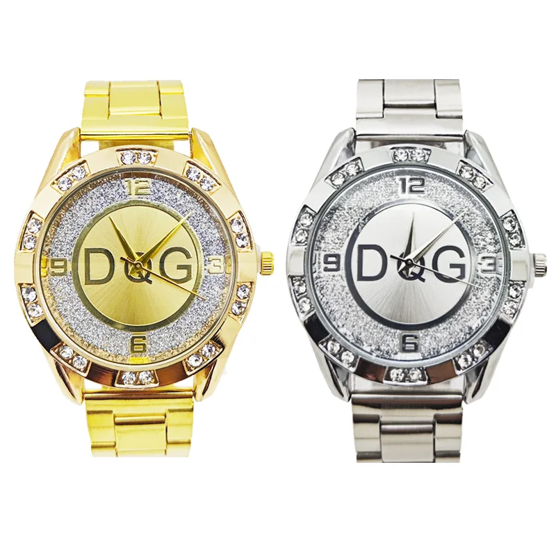 

Fashion Luxury Brand Watch DQG Crystal Quartz Female Watch Gold Silver Stainless Steel Ladies Dress Wristwatch Zegarek Damski