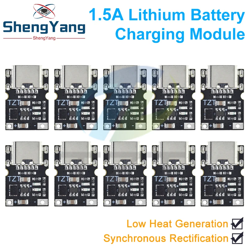 TZT High efficiency Type-C USB 1.5A Lithium Battery Charging Board Synchronous Rectification Low Heating Over TP4056