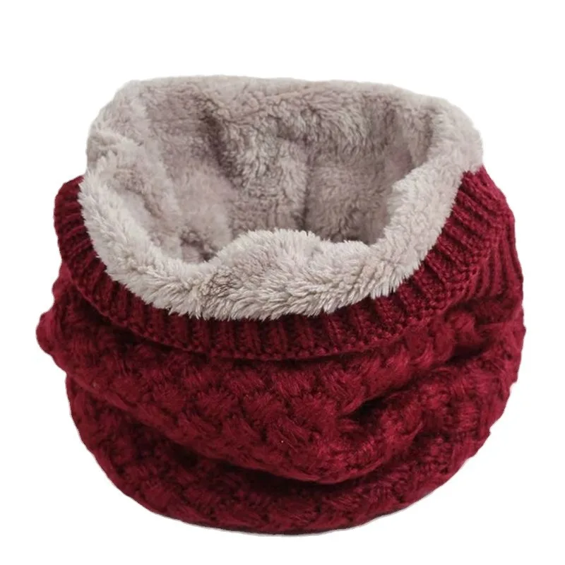 الشتاء وشاح للرجال الصوف الدائري باندانا محبوك الدافئة الصلبة وشاح المرأة الرقبة أدفأ سميكة الكشمير الساخن منديل قناع للتزلج