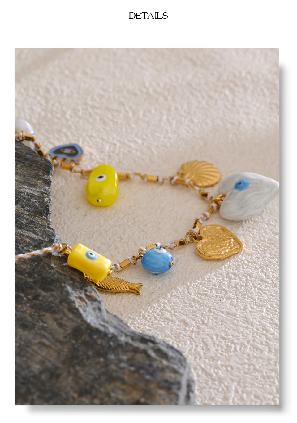 Yhpup Keramik Herz Auge Shell Anhänger Halskette Trend Edelstahl Charme Manuelle Neue Ankunft Kragen Schmuck für Frauen Geschenk – Detail 10