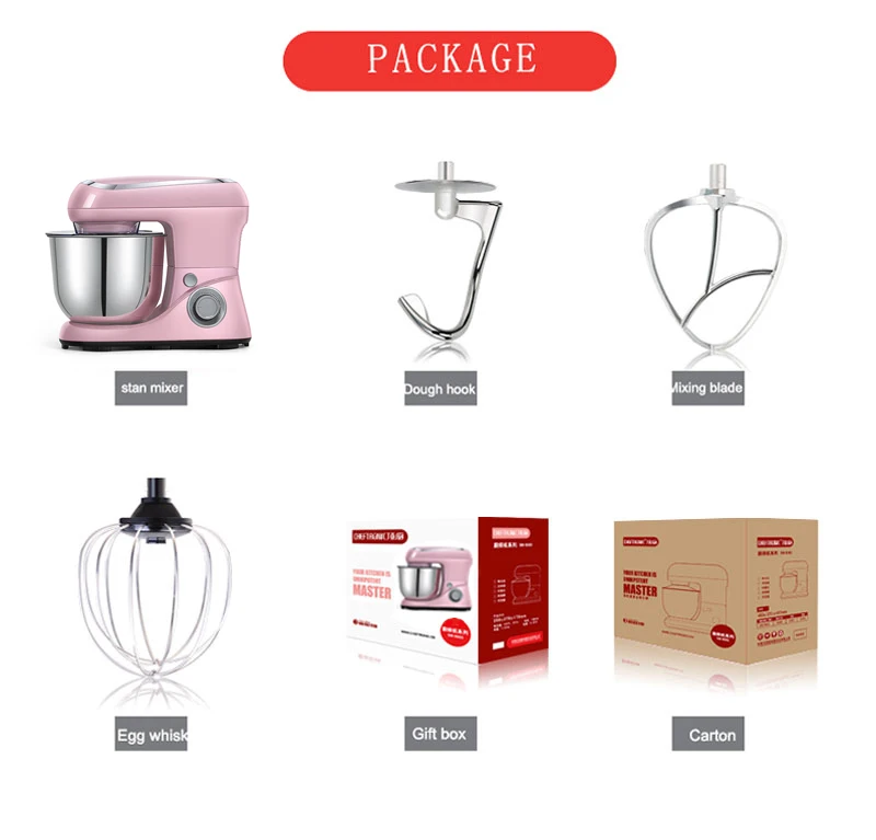 Custom home appliance kitchen food household 5L 1300W pink food cake mixer