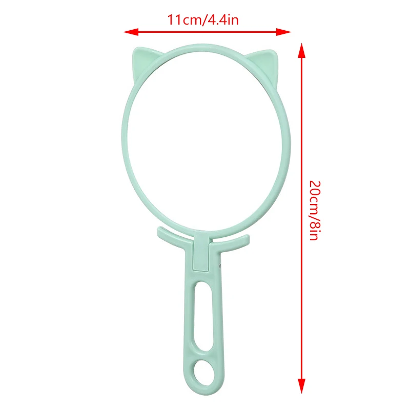 1pc Simple Cat Ears specchio per il trucco portatile HD specchio da tavolo pieghevole portatile a doppio uso specchio per il trucco con manico per studenti a prezzi accessibili