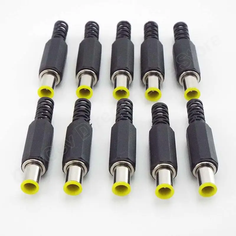 10pcs DC Power Connector Adapter 6.5mm x 4.4mm with 1.3mm Pin DC Power Plug Yellow 6.5 4.4 Male Welding Plug Audio DIY Parts