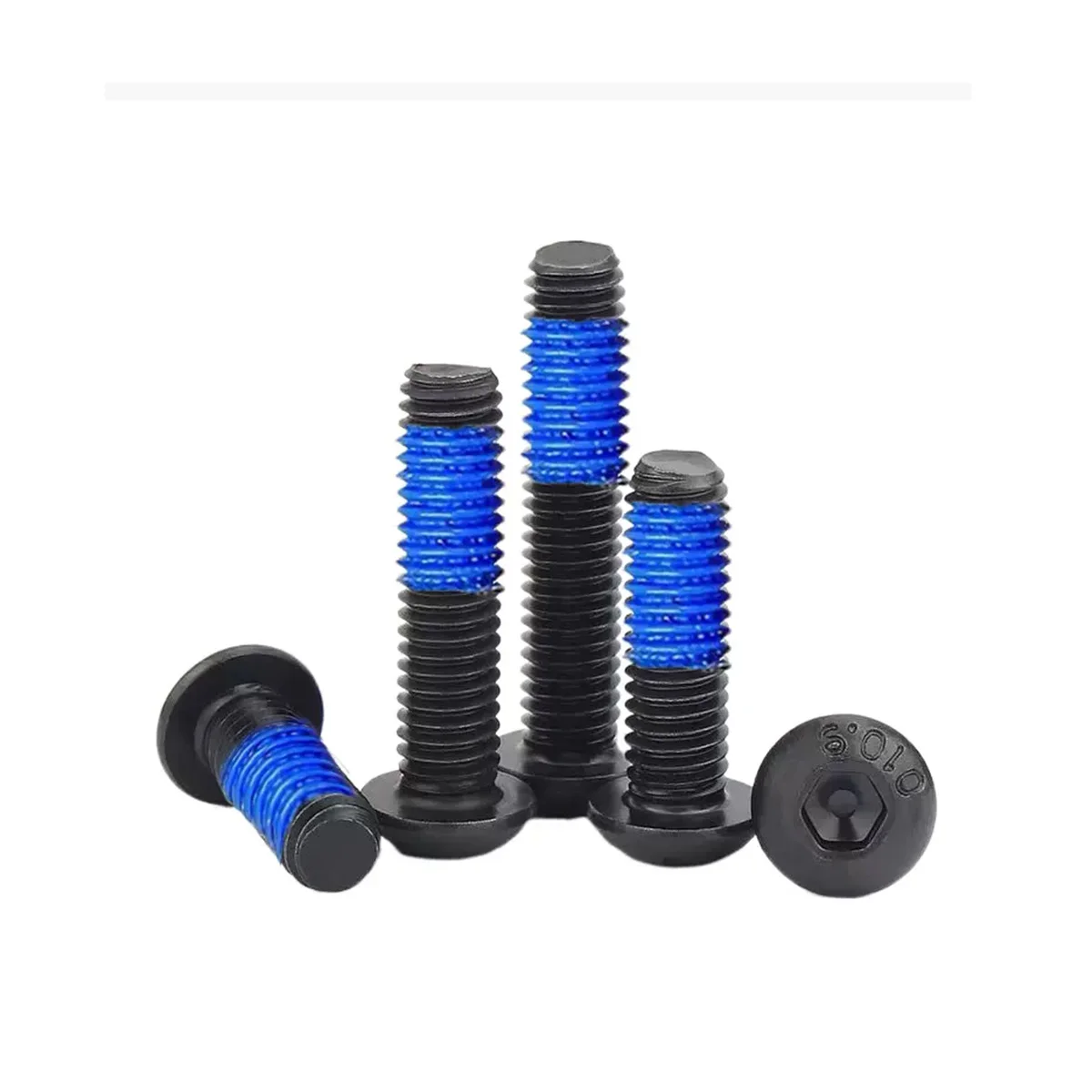 M2M2.5M3M4M5M6M8 Grade 10.9 Carbon Steel Pan Head Hexagonal Half Coated Blue Glue Bolt Round Head Anti Loosening Screw