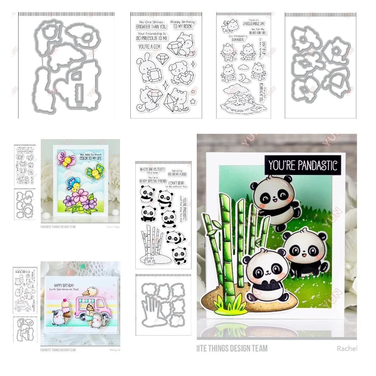 Critter Party Silicone Stamps Pals Pandastic Friends Butterflies Metal Cut Dies Reusable DIY Making Scrapbooking Photo Craft Die