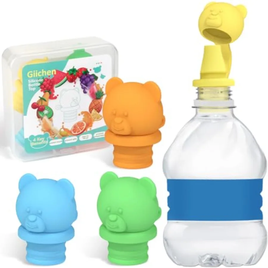 

Крышки для бутылок с водой, не содержащие бисфенола А, силиконовый верх, защищает детский адаптер для замены рта, адаптер для носика для малышей и взрослых, 4 шт.