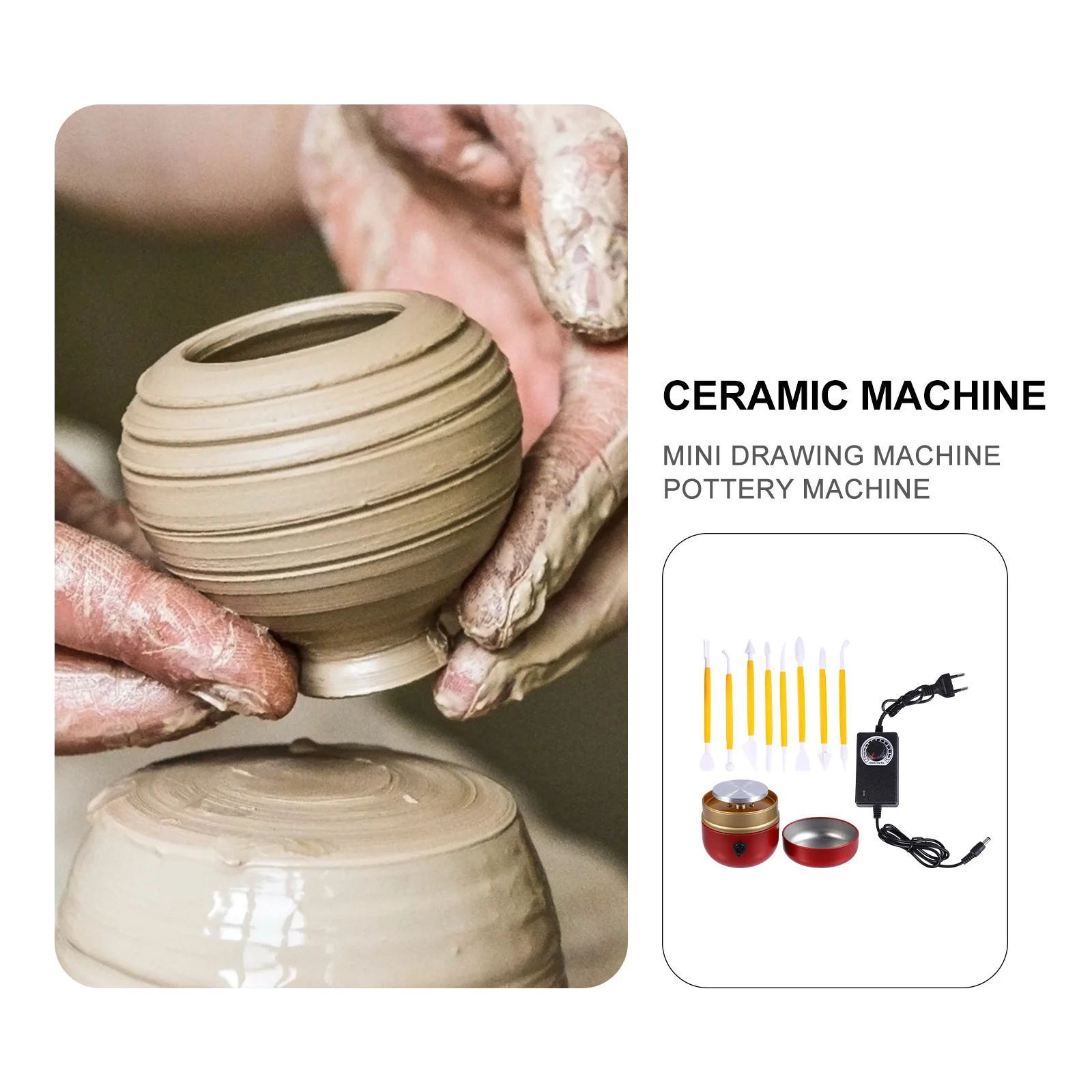 

1 set 1 Set Mini Pottery Wheel Compact Clay Making Machine For Diy Ceramic Art Turntable Tool Kit Electric Pottery Supply