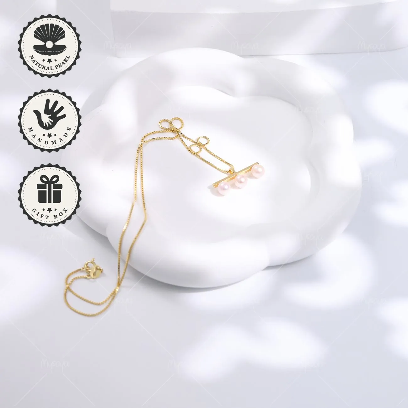 

Mysoya Japanese Akoya Pearl Pendant Necklace 5–5.5mm S925 Golden Balance Beam With Gift Box Valentine’s Day Birthday Gift
