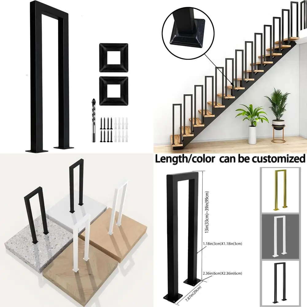 حاجز أمان قوي 3.3FT على شكل حرف U غير قابل للانزلاق مع غطاء مزخرف، طراز صناعي قديم، درابزين أنيق للصناعة أ #1