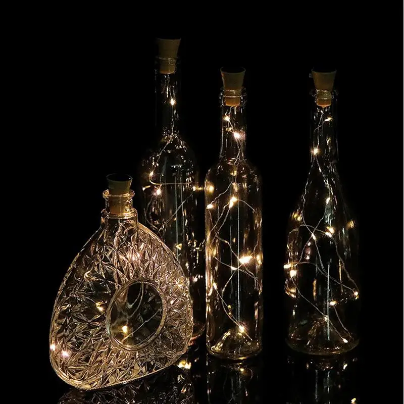 1/2M Solar Energy Cork Wine Bottle Lights LED Strings Copper Wire Colorful Fairy Lights String for Christmas Party Wedding Decor