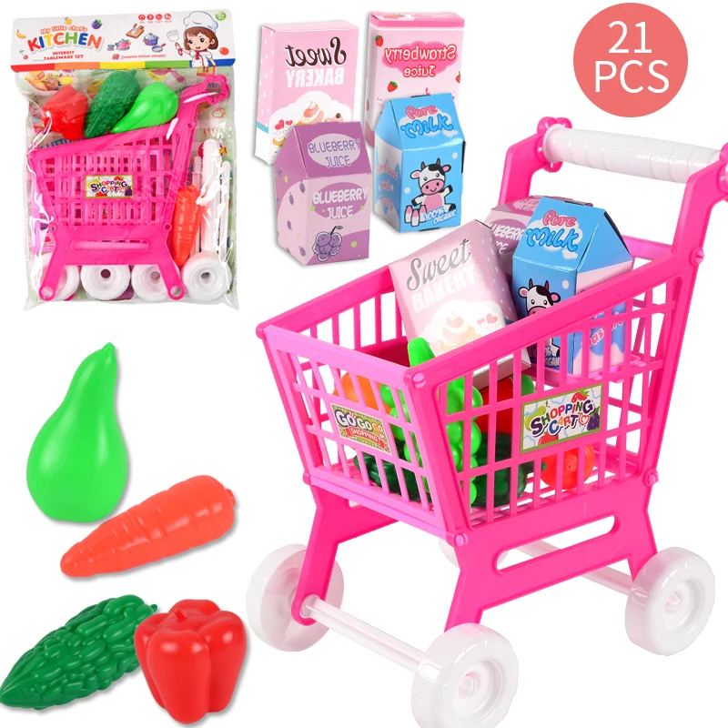 Carrito De Compra De Juguete Con 33 Piezas Supermercado Color Rojo | Cuotas sin interés