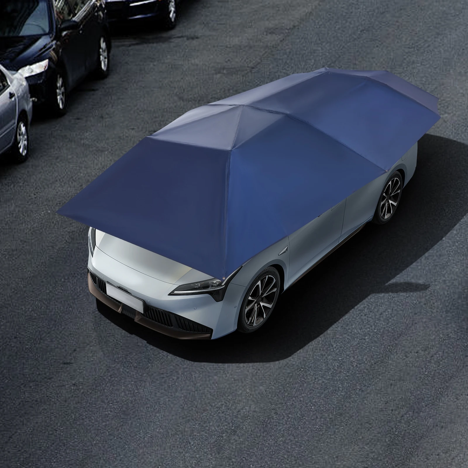 4.6m Car Sun Shade Canopy, Foldable Car Cover Tent With Suction Cups & Windproof Ropes, for Car UV Rain Protection