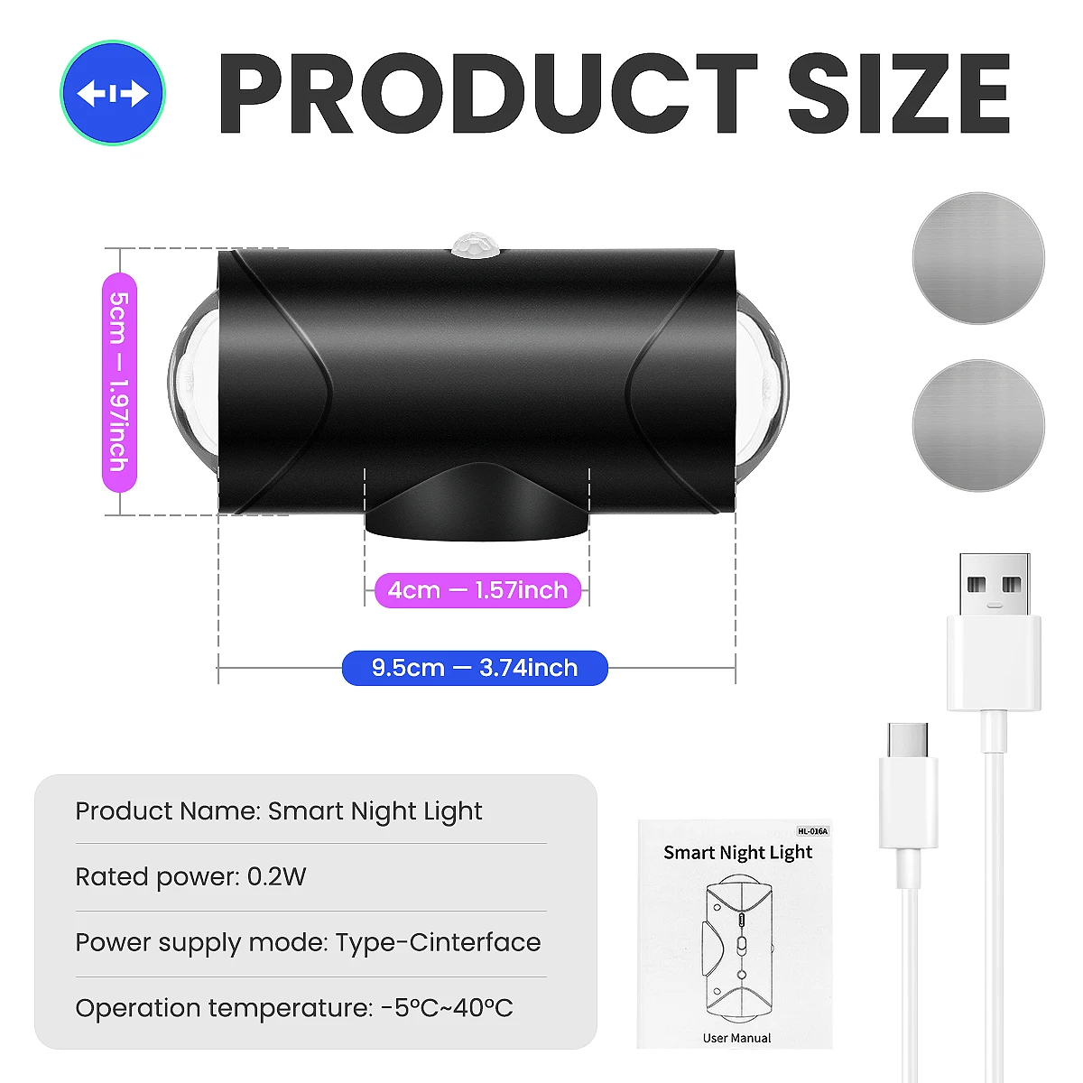 Aiopp Smart Sensor Night Light Indoor, 8 Lighting Modes Rechargeable Wireless Magnetic Wall Lamp for Apartment Hallway Bedroom