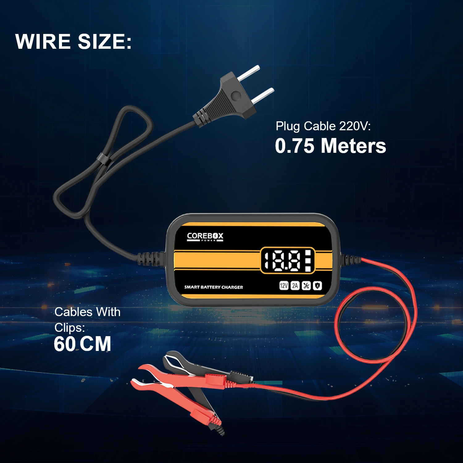 Свинцово-кислотное гелевое зарядное устройство AGM с ЖК-дисплеем 12 В 2 А для автомобиля/фургона/квадроцикла/лодки, автоматическое интеллектуальное автомобильное зарядное устройство для мотоцикла