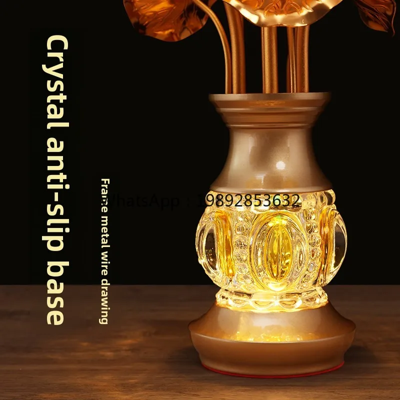 

ZZ Buddha Home Use Colorful Glass Lotus Ornament Buddha Hall Guanyin Plug-in LED