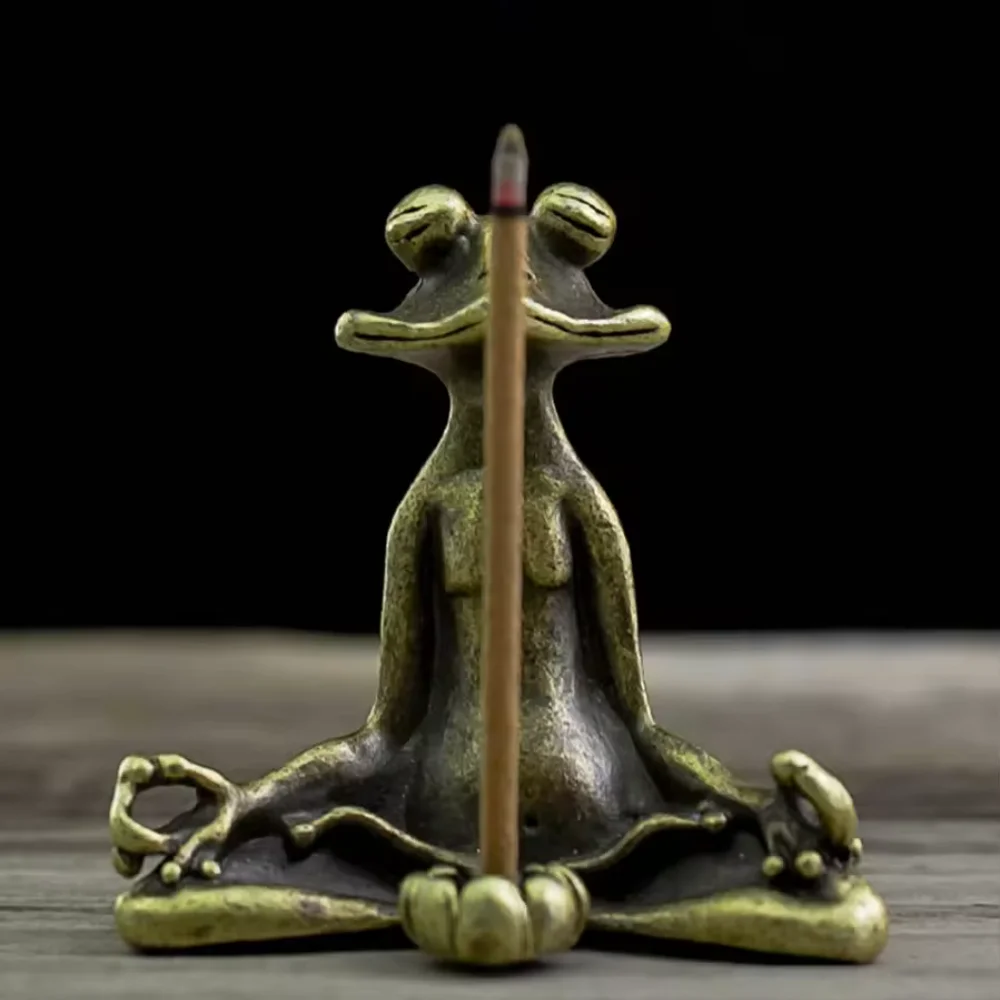 

Yoga Frog Incense Holder Zinc Alloy Vintage Aromatherapy Incense Stick Stand Decorative Ornament For Home Living Room