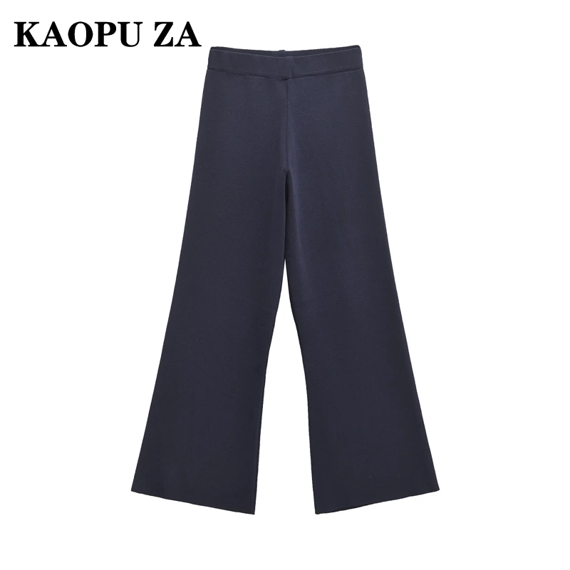 KAOPU ZA 2024 Autumn Lady Streetwear Sleeveless Pullover Two-piece Fashion Woman's O-Collar Leisure suit Ruffles Jumper Pantsuit