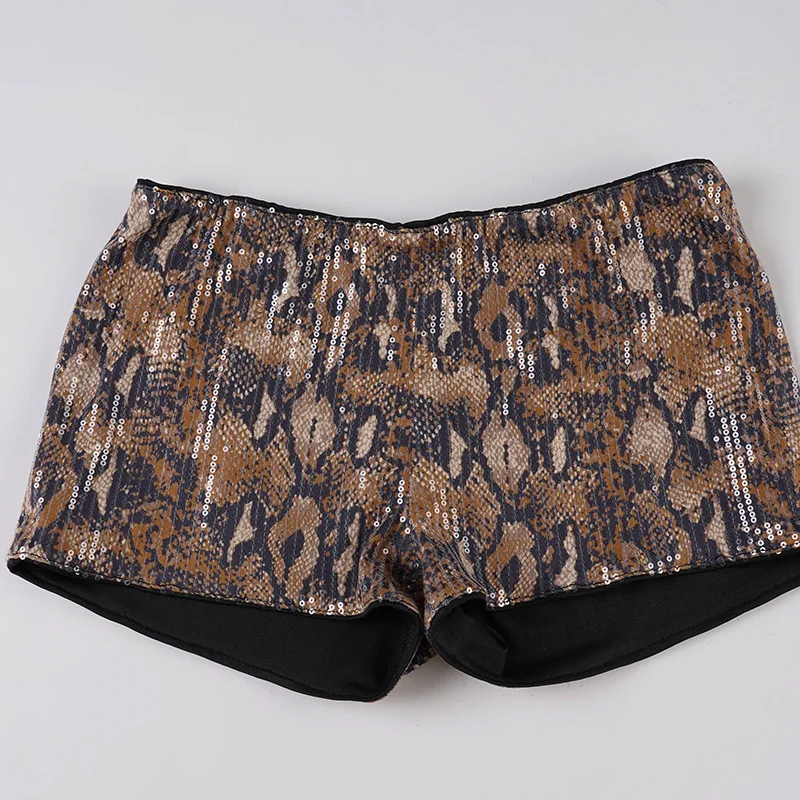 

Sexy Snake Sequins Spice Girl Low Waist Buttocks Shorts for Women