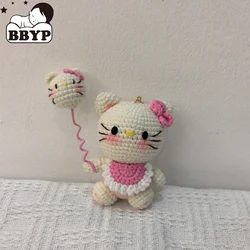 Cartoon Water Cat Doll Handmade Woven Knitting Yarn Keychain Wool Thread Hook Weaving Crochet Doll Decoration Creative Gifts