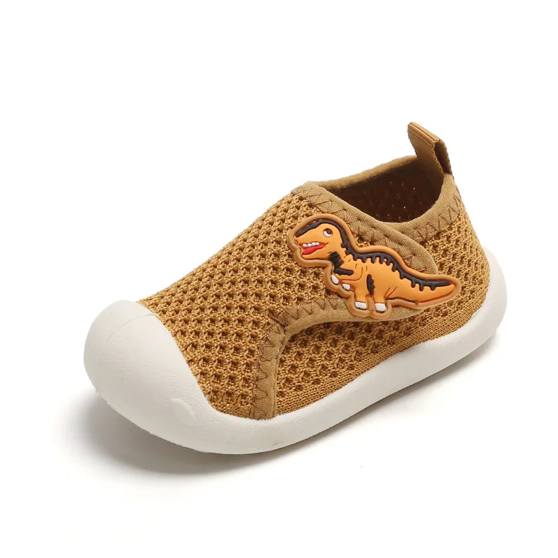 Spring Summer Baby Shoes Infant Cute Cartoon Dinosaur Design Shoes Boys Girls Breathable Woven Fabric Shoes