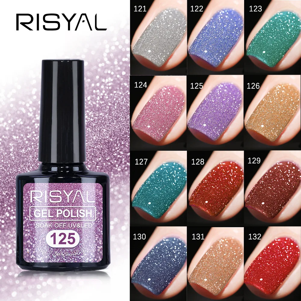 Esmalte de uñas de Gel reflectante, juego de esmalte de Gel brillante con purpurina brillante, 12 colores, brillo de diamante, Kit de manicura UV LED Flash Nai
