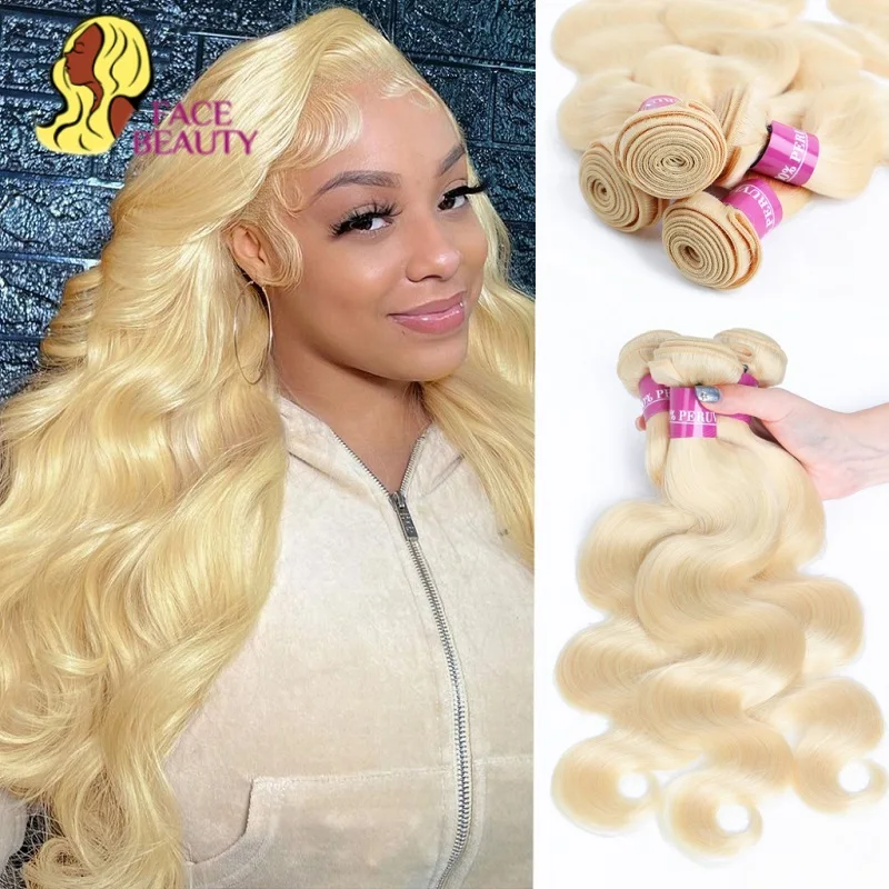 Body Wave Bundles Human Hair Weave Bundles 613 Blonde Brazilian Weave Extensions Remy Hair Weaves Deals 30 32 34 36 38 40 Inches