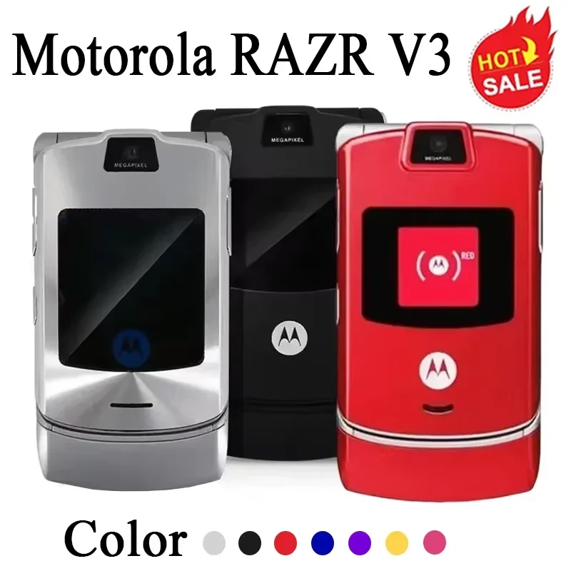 MOTOROLA RAZR V3 Refurbished 90% New-Original Unlocked Clamshell Bluetooth Mobile Phone GSM 850/900/1800/1900 Phone Good Quality