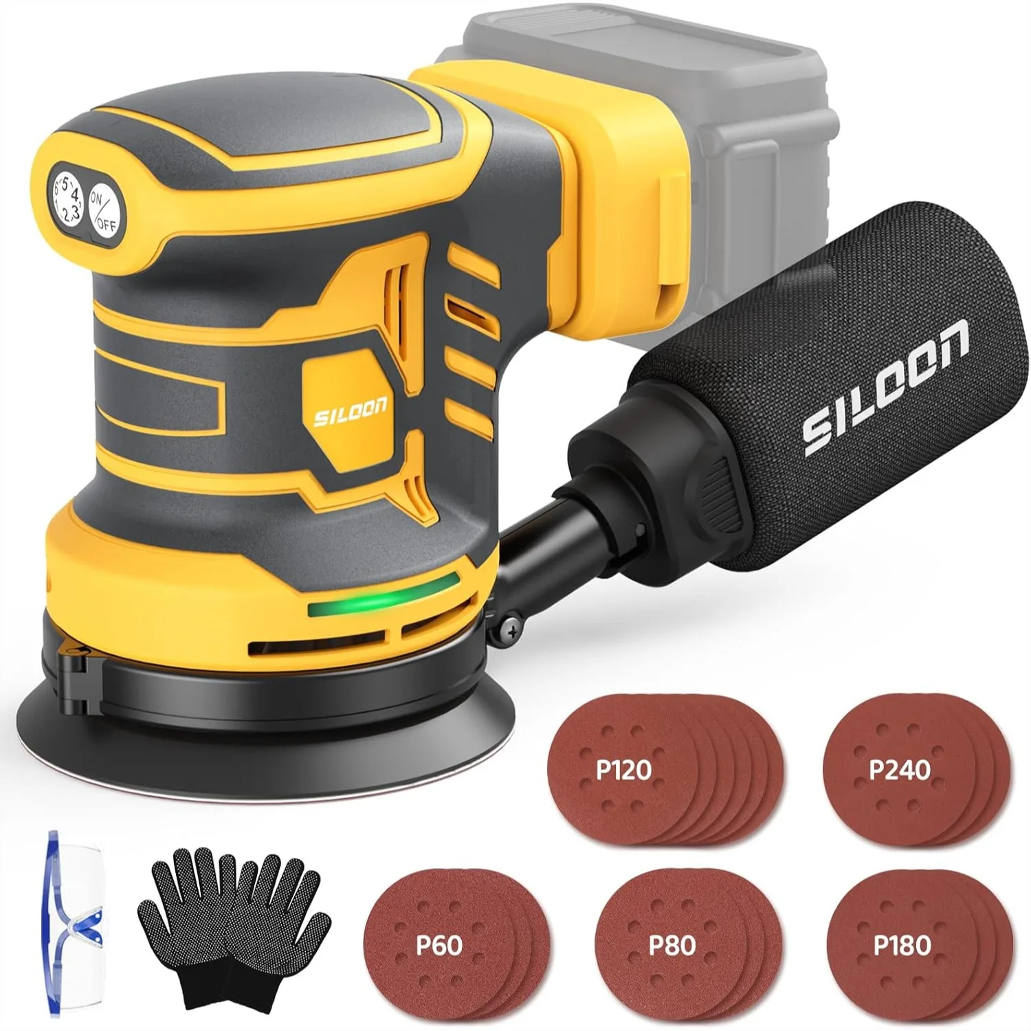 

Cordless Random Orbital Sander Compatible with Dew 20V Max, 5-Inch Brushless 19000 RPM 6 Speed, Dust Collection for Woodworking