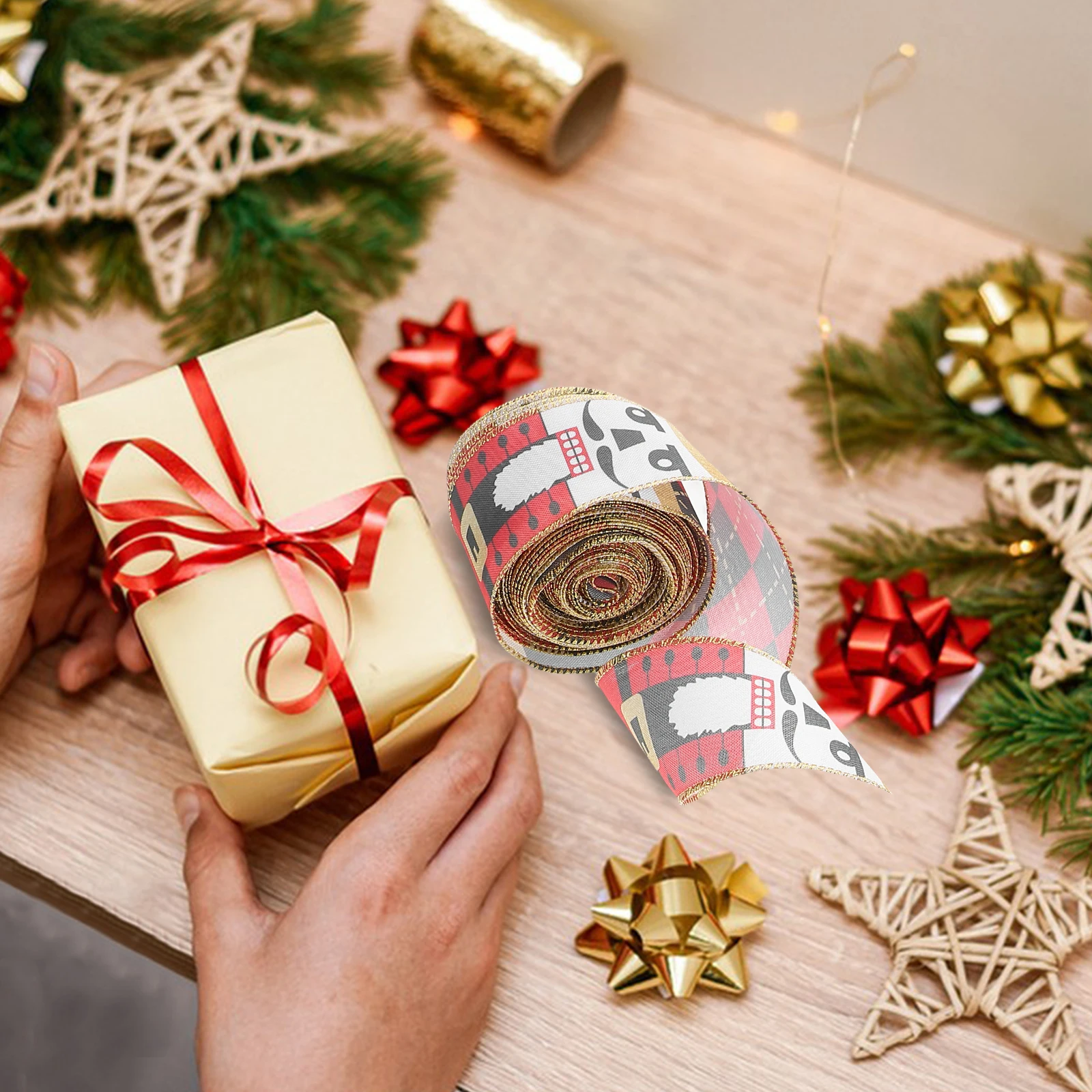 

10 Yard Christmas Nutcracker Ribbon Wide Festive Holiday Wrapping Garland Wreath Bowknot Diy Crafts Tree Topper Home Decor