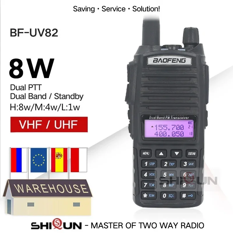 Upgrade BaoFeng UV-82 8W Optionl 5W Baofeng UV 82 Walkie Talkie 10 KM Baofeng 8W Ham Radio 10KM Dual PTT 82HP UV-9R GT-3TP UV-5R