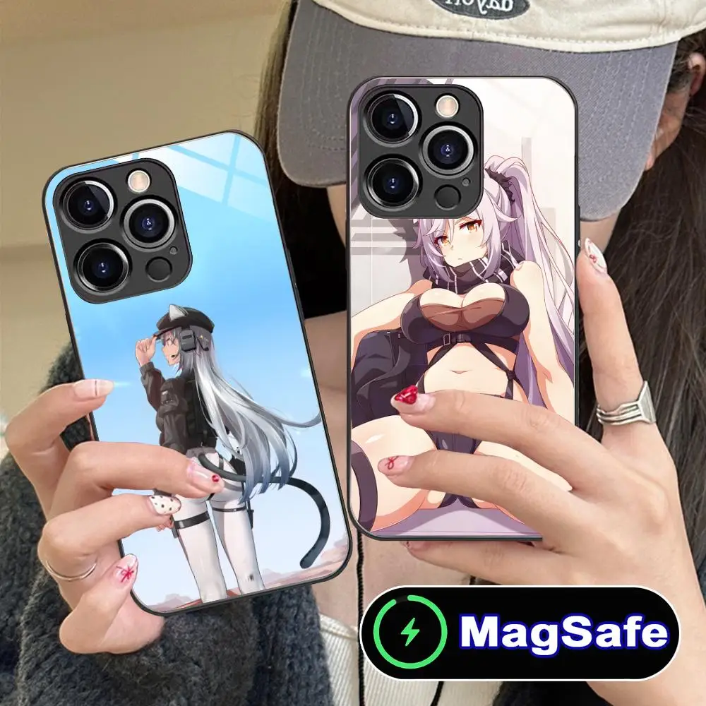 

Arknights Schwarz Mobile Phone Case for iPhone 16 15 14 13 12 11 Pro Max Plus Mini MagSafe Glass Colour Printing Luxury Pretty