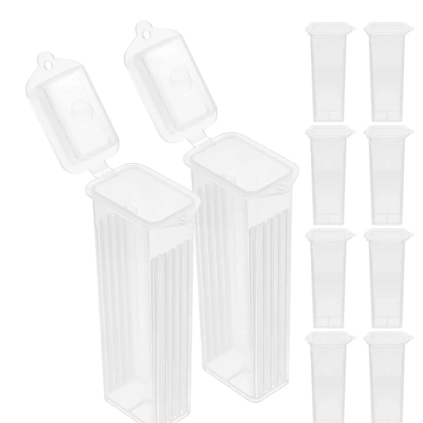 10 pcs : Clear Pp Microscope Slide Storage Case With Slotted Channels For Easy Removal Secure Specimen Holding Lab