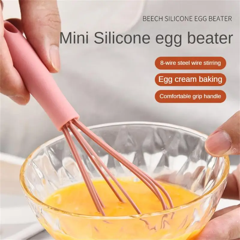 Silicone Egg Whisk Colorful Manual Egg Beater Stainless Steel Household Cream Whizzers Durable Baking Tool Kitchen Accessories