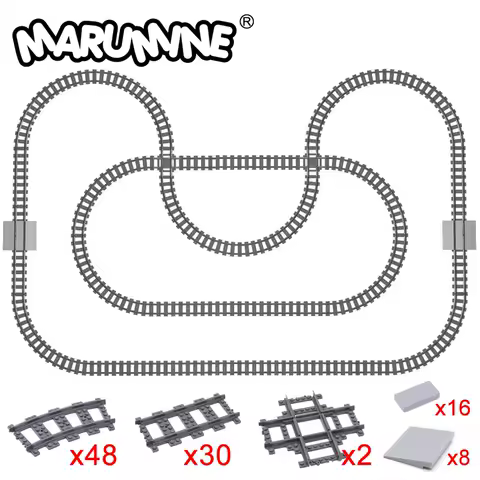 Marumine Railway Track Train Set Cruved Straight Crossing Idea Compatible 53401 32087 2861 MOC Build Blocks Bricks Model Kit