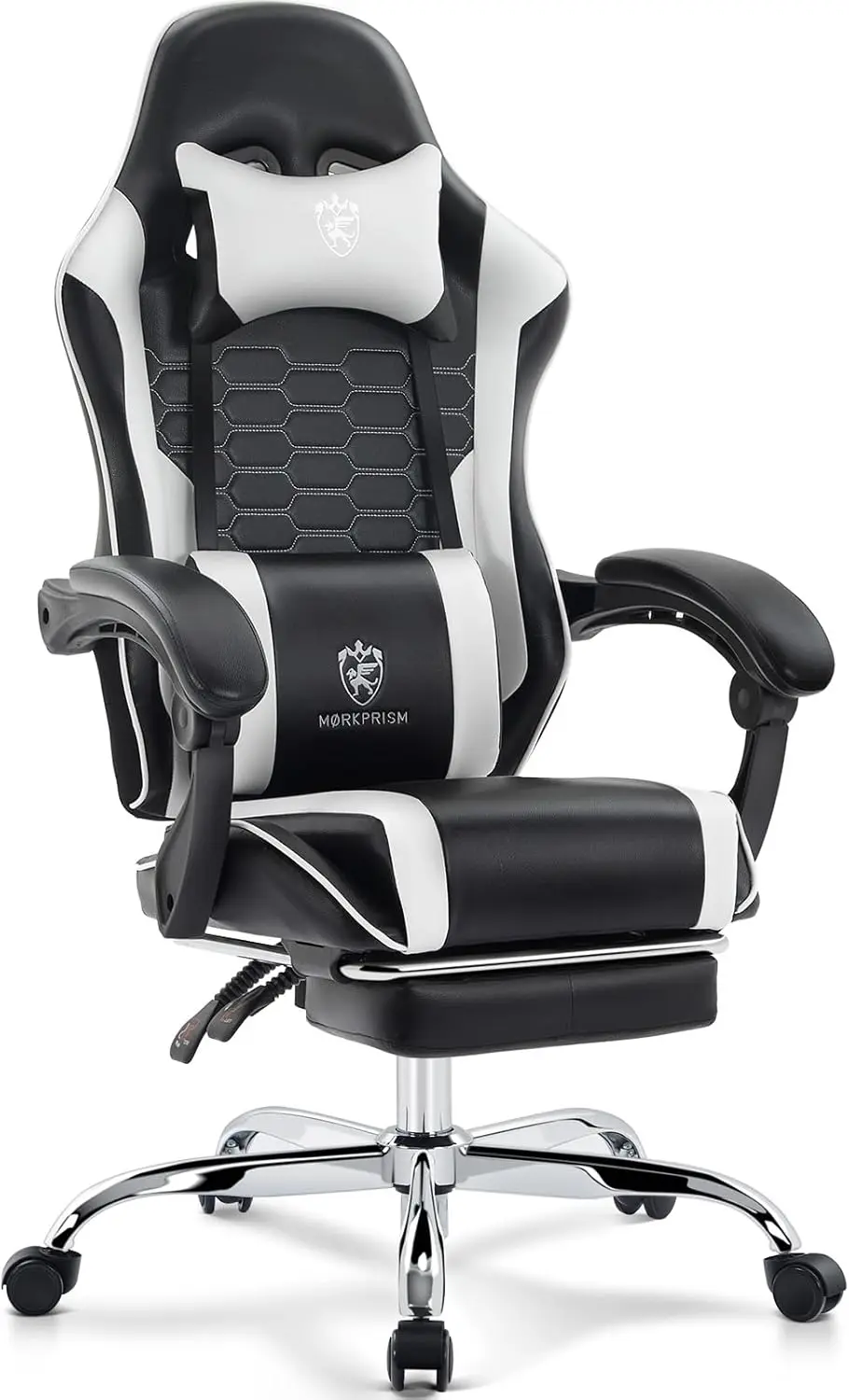 

Gaming Chair,Computer Office Chair with Footrest,Massage Lumbar Support and Gel Pad,Ergonomic Reclining Adjustable Leather