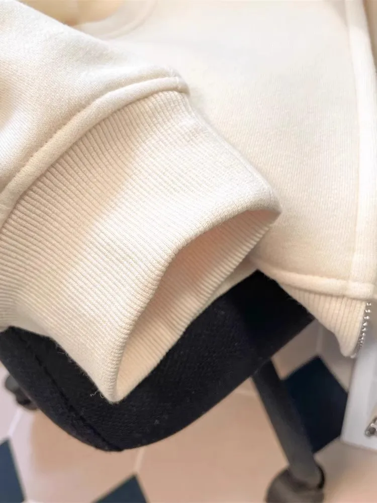 Velvet Cute Cat Zipper Hoodie for Women