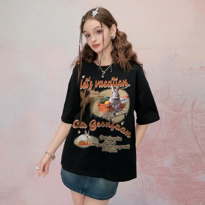 American Retro 3D Printed Quick Drying Short Sleeved Loose T-shirt for Summer Ventilation