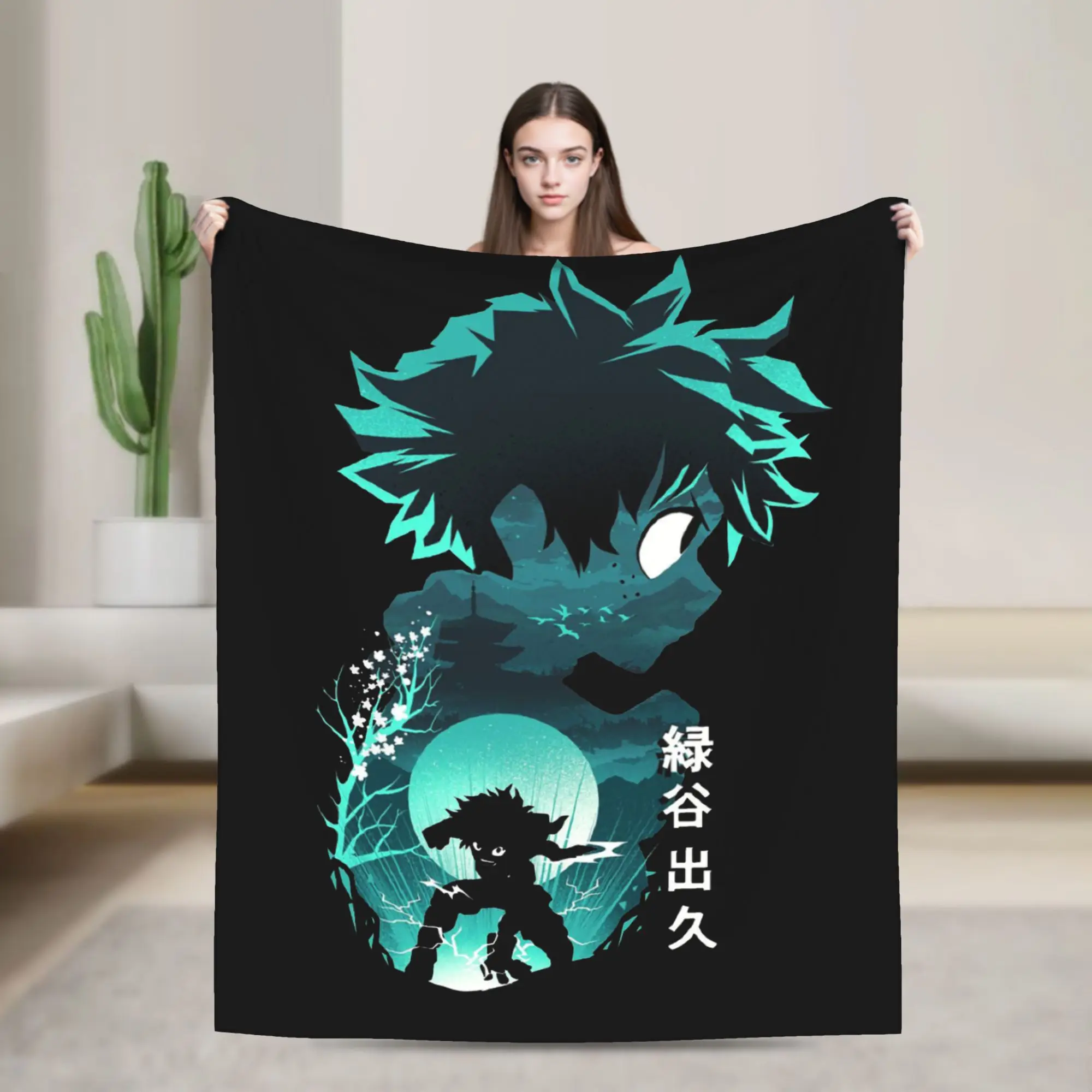 Izuku Midoriya Knitted Blanket Boku No MHA Anime Fleece Throw Blanket Summer Air Conditioning Decoration Lightweight Bedspreads,