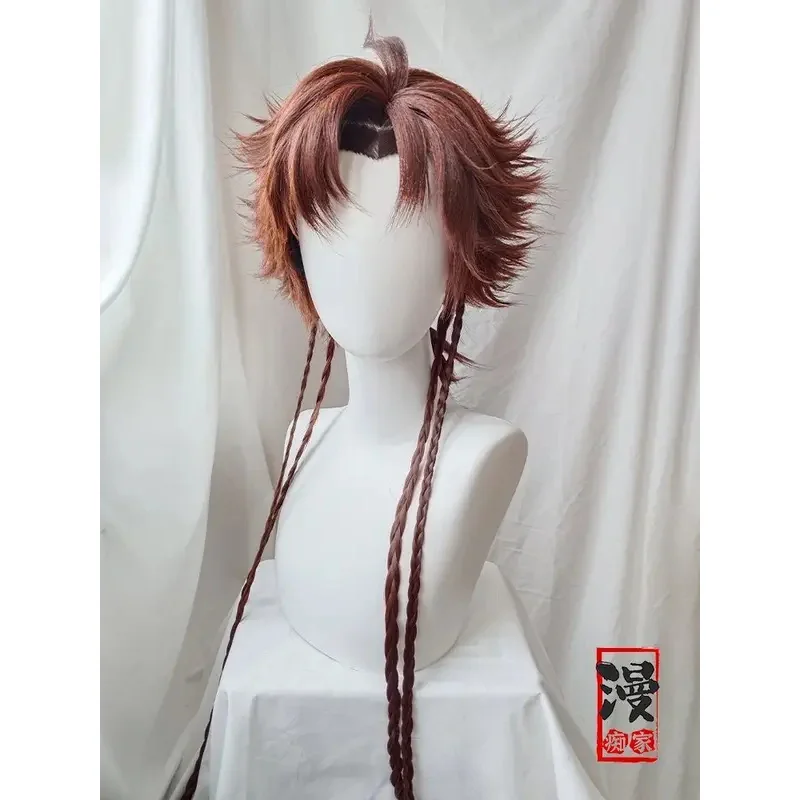 ff34Sun Ce Cos لعبة رماد المملكة 80-85 سنتيمتر بني داكن مقاومة للحرارة الشعر الاصطناعية هالوين حفلة تأثيري الباروكات + شعر مستعار C #6