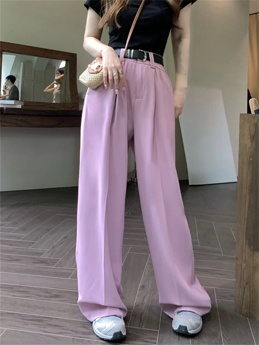 

PLAMTEE Summer OL Work Wear Pants Women 2023 Casual Straight Daily All Match Solid New High Street Loose Mopping Trousers