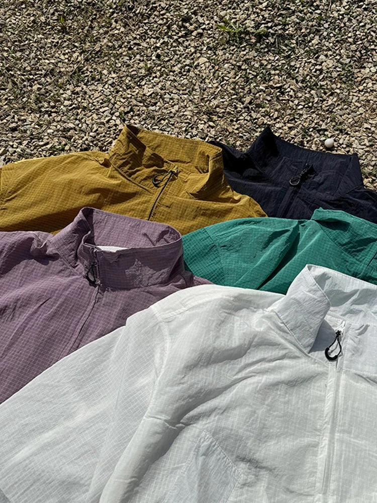 

Летняя легкая нейлоновая куртка с воротником-стойкой и защитой от ультрафиолета, мужская повседневная универсальная куртка для активного отдыха, 50 UPF ex