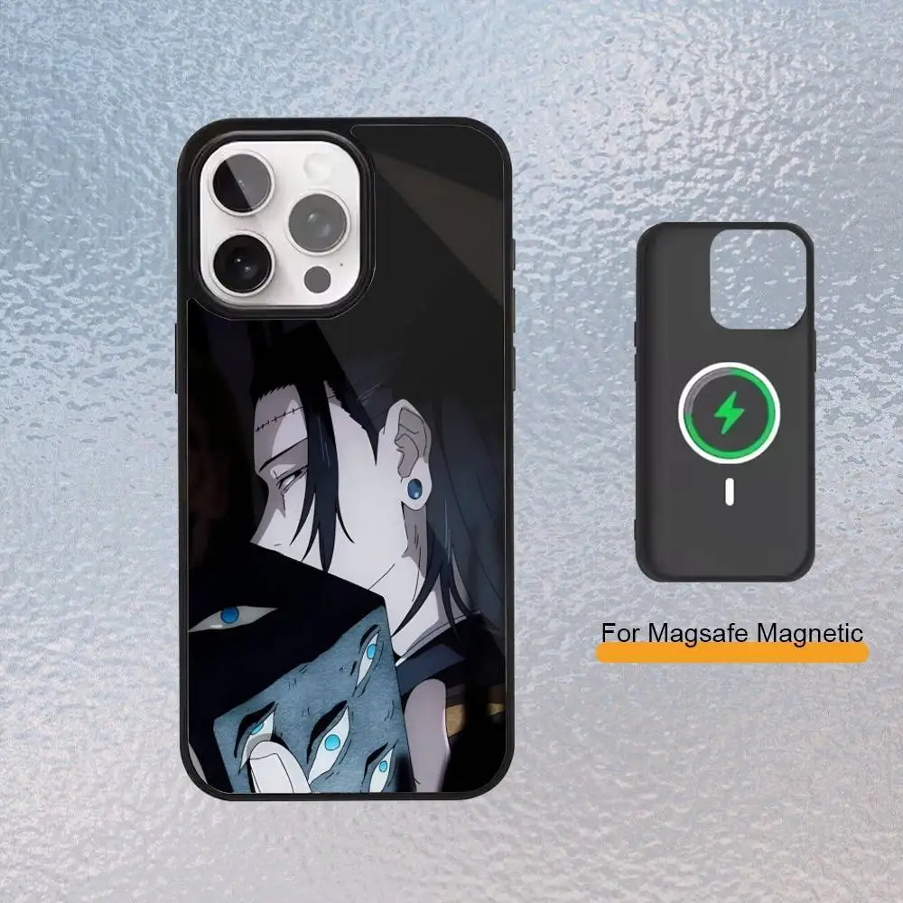 Suguru Jujutsu Kaisen J-JJK جراب هاتف آيفون Magsafe المغناطيسي 17,16,15,14,13,12,11 غطاء شحن لاسلكي