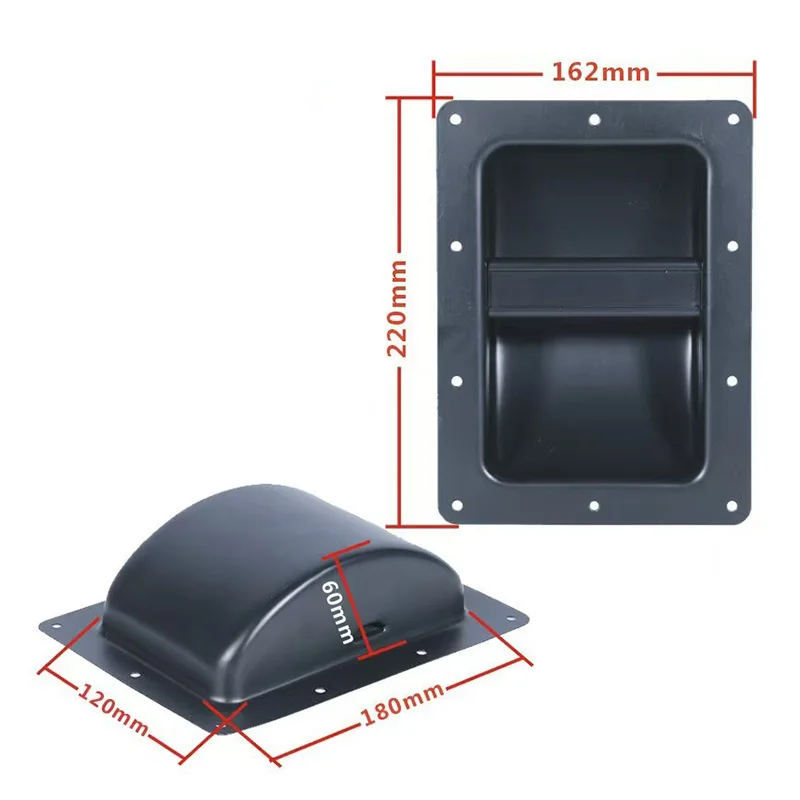 2 Pack Speaker Handles Flush Cabinet Accessories Flush Handles Black Metal Durable for Speaker