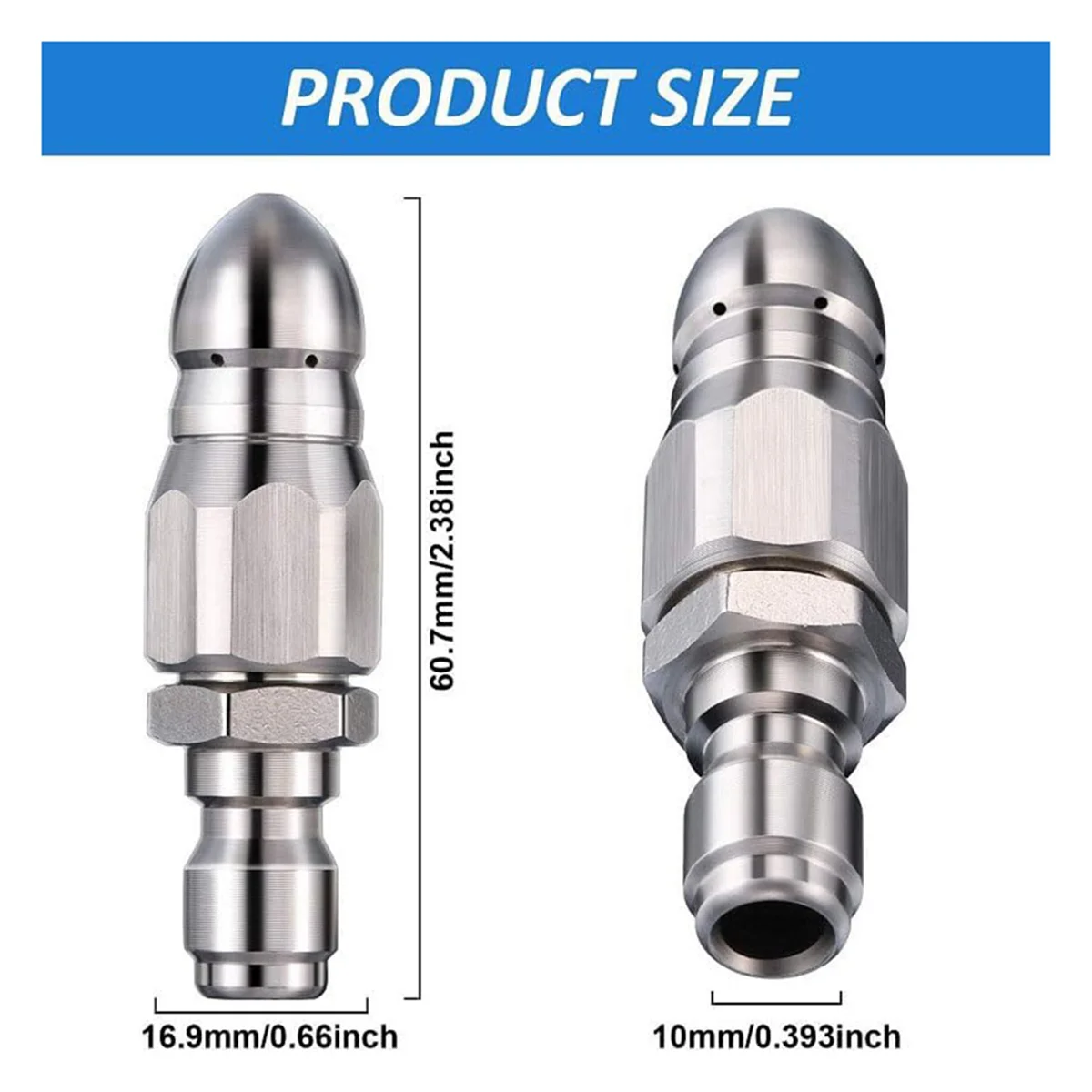 Cleaning and Unclogging Nozzle,Pressure Turbo Nozzle, Sewer Cleaning Tool High-Pressure Nozzle 1/4inch Quickly Connector